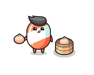 cute candy character eating steamed buns