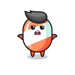 candy mascot character saying I do not know