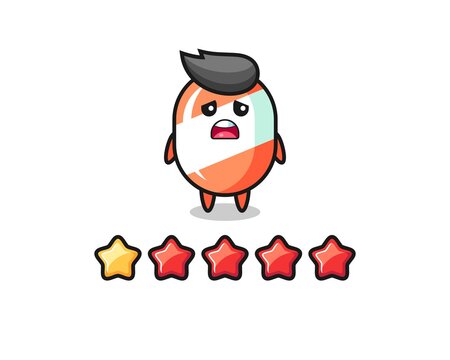 the illustration of customer bad rating, candy cute character with 1 star © heriyusuf