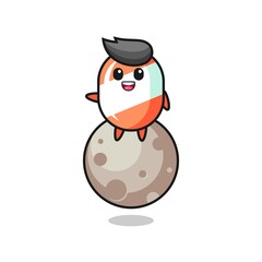 illustration of candy cartoon sitting on the moon