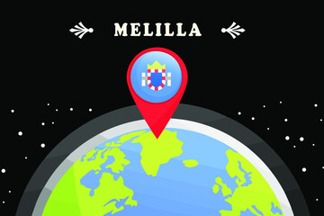 MelillaFlag in the location mark on the globe