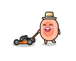 illustration of the soap character using lawn mower