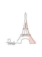 One line Eiffel Tower. Eiffel Tower illustration. Single line art