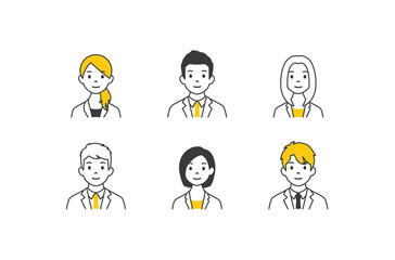 Set of avatars. Characters of business men and women. Isolated on white background. Vector illustration in flat style.	