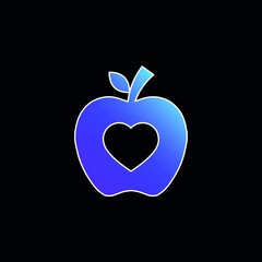 Apple Silhouette With Heart Shape blue gradient vector icon