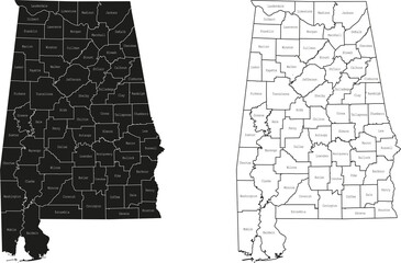 map of Alabama - obrazy, fototapety, plakaty