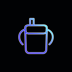 Obraz premium Baby Drinking Bottle Outline With Side Handles blue gradient vector icon