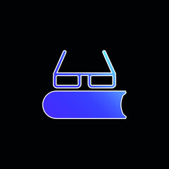 Book With Eyeglasses blue gradient vector icon