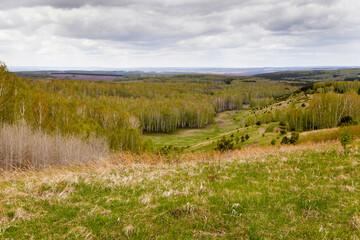 Russian field, hills and open spaces.