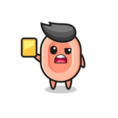 cartoon soap character as a football referee giving a yellow card
