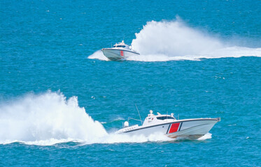 Coast Guard patrol boat rushing to the rescue