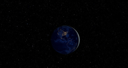 View of Earth from outer space with millions of stars around it 