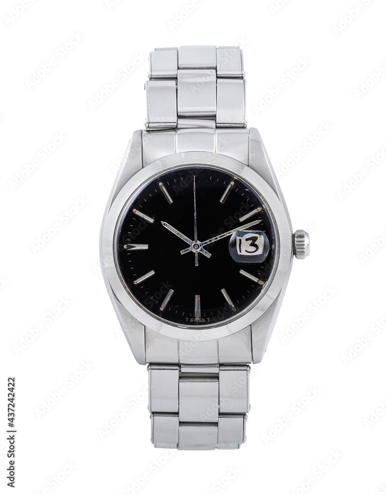 Canvas Prints Closeup shot of a modern wristwatch on a white background