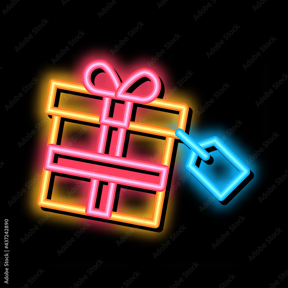 Poster gist box label neon light sign vector. glowing bright icon gist box label sign. transparent symbol i
