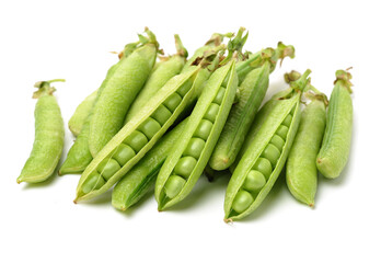 Fresh peas isolated on white background