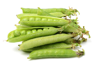 Fresh peas isolated on white background