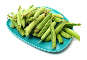 Fresh peas isolated on white background