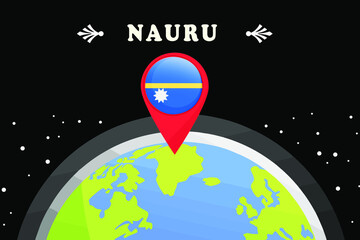 Nauru  Flag in the location mark on the globe