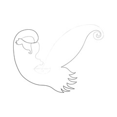 abstract face with butterfly one line drawing. Portret minimalistic style