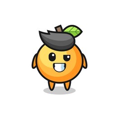 cute orange fruit mascot with an optimistic face
