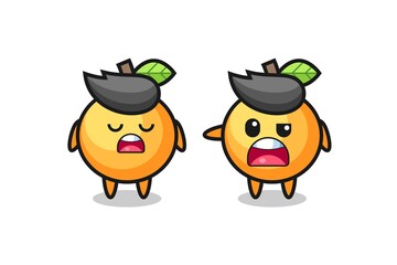 illustration of the argue between two cute orange fruit characters