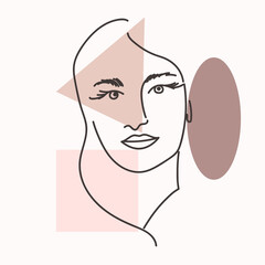 Woman portrait in modern abstract style. Hand drawn illustration for your contemporary fashion design.