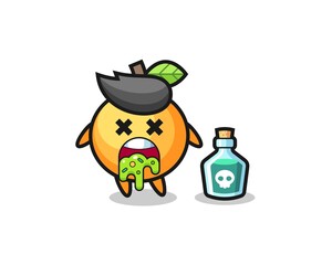 illustration of an orange fruit character vomiting due to poisoning