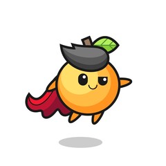 cute orange fruit superhero character is flying
