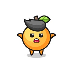 orange fruit mascot character saying I do not know