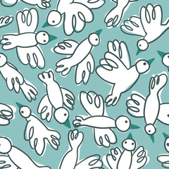 White flying birds childish seamless pattern - for kids fabric, wrapping, textile, wallpaper, background.