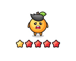 the illustration of customer bad rating, orange fruit cute character with 1 star