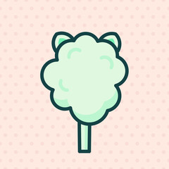 Cotton candy emoji vector character.