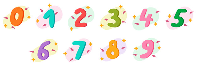 A set of colored numbers. Vector cartoon graphics.