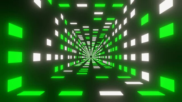 Through the tunnel with blinking blue, green and white lights seamless loop. Looped video you can extend the video as much as you want. Perfect 3d animation for some intro, outro or background 4K 30fp