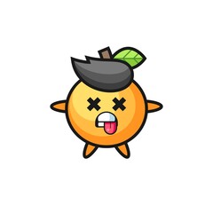 character of the cute orange fruit with dead pose