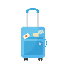 Suitcase on an insulated foren. Travel items. Vector graphics.