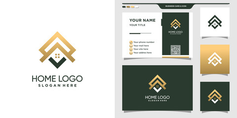 Fototapeta na wymiar Home logo design with linear style and business card. Inspiration, illustration logo template