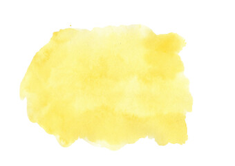 Modern yellow watercolor abstract background, spot, splash of paint, stain, divorce. Template pattern for design and decoration. With space for text.
