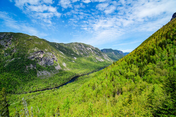 Overview of the valley during a hike at Hautes-Gorges national park, Quebec, Canada