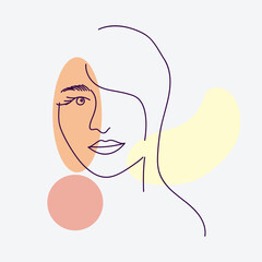 Women portraits. Female abstract hand drawn contemporary portrait, fashion girls silhouettes, modern female face posters