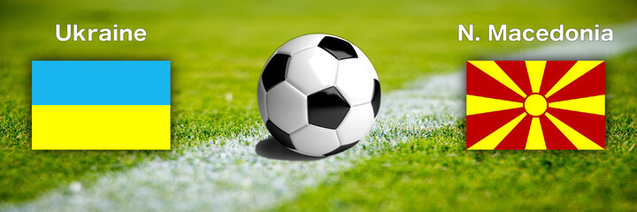 Fototapeta premium Football international match baner ukraine vs. north macedonia