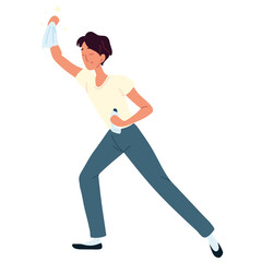 man cleaning cartoon