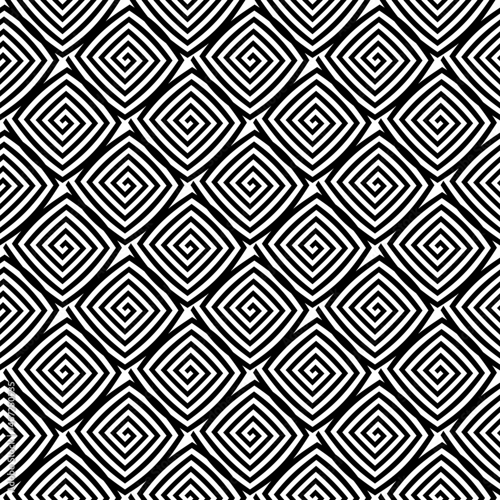 Aufkleber diagonal pattern with spiral shape. vector seamless coil squares.