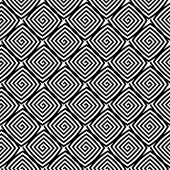 Diagonal pattern with spiral shape. Vector seamless coil squares.