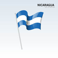 Nicaragua waving flag isolated on gray background