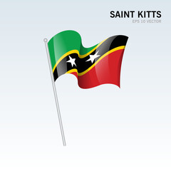Saint Kitts waving flag isolated on gray background