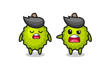 illustration of the argue between two cute durian characters