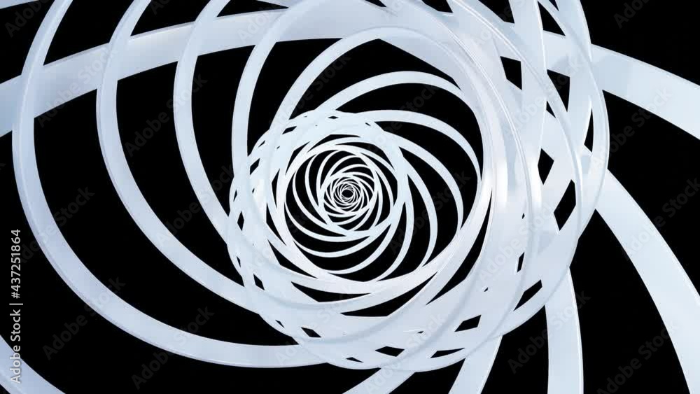 Poster 3d stylish abstract white background with rings or circles twisting in concentric structure. rings t