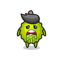 the cute durian character with puke