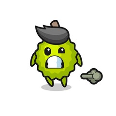 the illustration of the durian cartoon doing fart